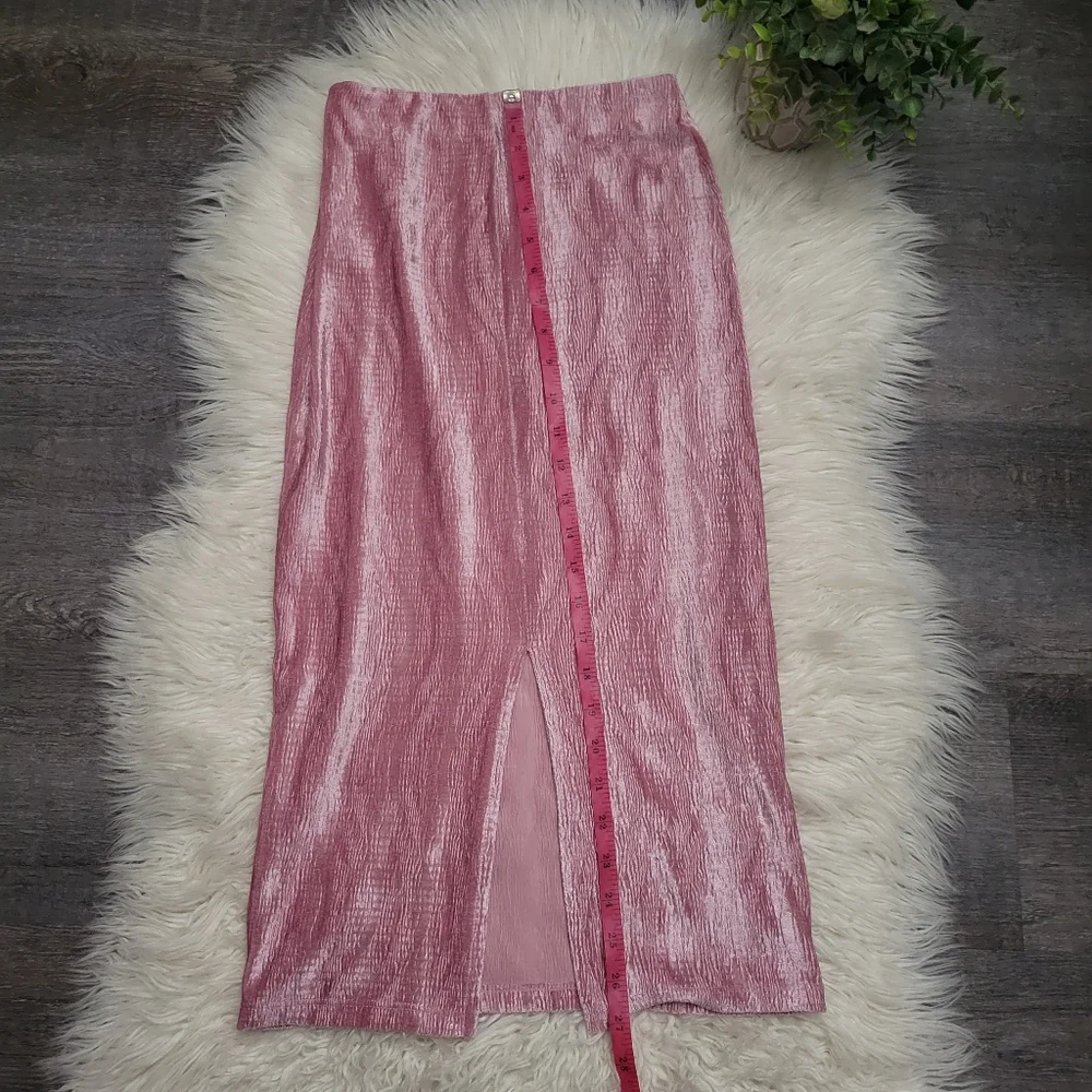 UO Kimmy Velvet High-Rise Pink Midi Skirt size XS - Picture 4 of 13